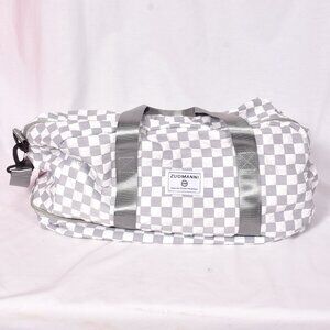 ZUOMANNI Checkered White & Gray Travel Duffel  Weekender/Gym Bag